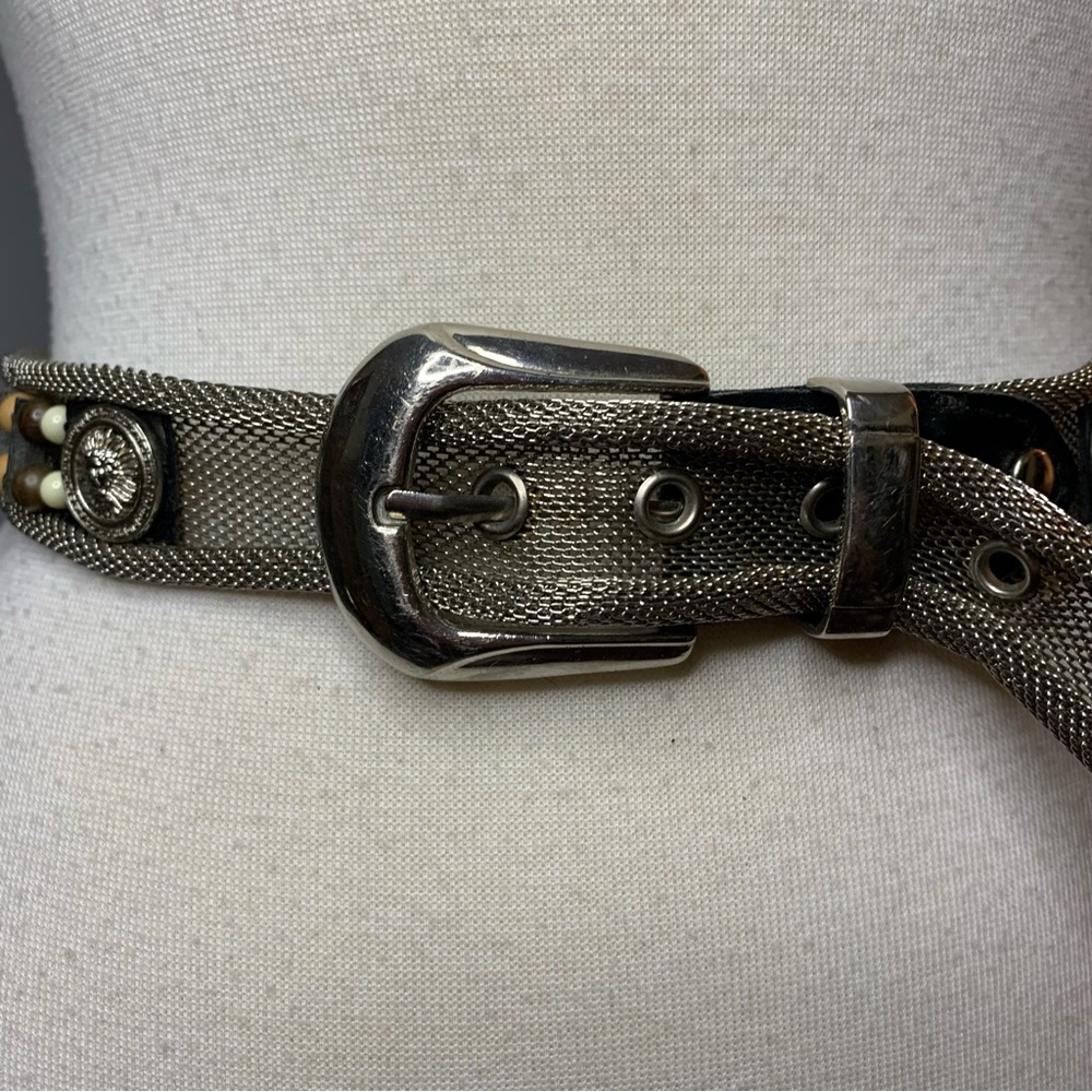 Vintage Donna Katz metal mesh belt with beads
